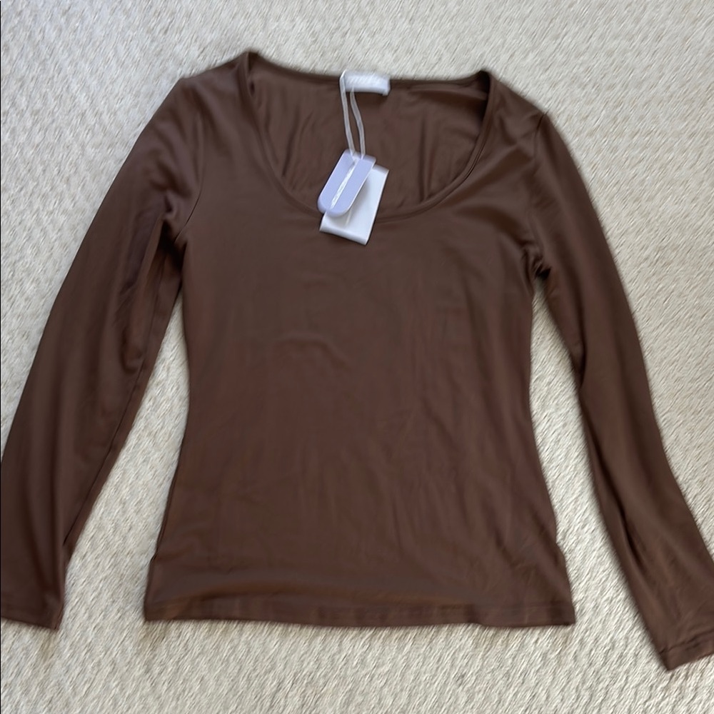 MANGOPOP Women’s Scoop Neck Long Sleeve Slim Fit Tunic Top, Size M